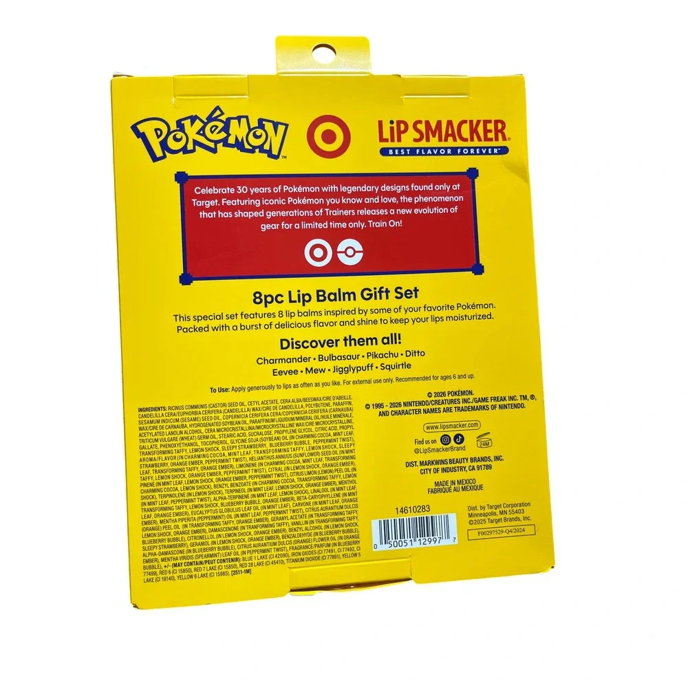 Pokemon Lip Smacker 8pc Lip Balm Gift Set Target Exclusive 30th Anniversary NEW